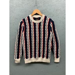 J.Crew‎ Women's Striped Sweater XS Cable Knit Crewneck Preppy Cotton Blend